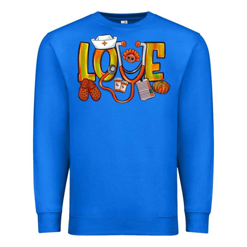 Thanksgiving Love Nurse Premium Sweatshirt by NancyCooperArtShop | Teevron