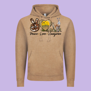 Peace Love Kangaroo Vintage Hoodie Designed By Lillyallendesigns