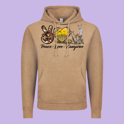 Peace Love Kangaroo Vintage Hoodie Designed By Lillyallendesigns