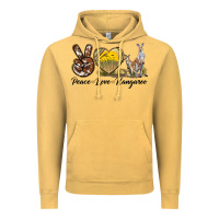 Vintage Mustard Peace Love Kangaroo Vintage Hoodie - LillyAllenDesigns