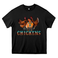 Black crazychickens Heavy Core Tee - CowhideDigitalArt
