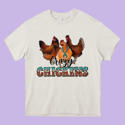 Crazychickens Heavy Core Tee Designed By Cowhidedigitalart