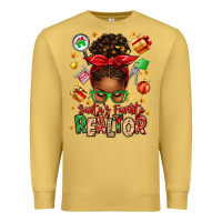 Antique Gold santas favorite realtor messy bun Premium Sweatshirt - texasbilliewilder