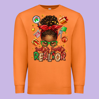 Santas Favorite Realtor Messy Bun Premium Sweatshirt Designed By Texasbilliewilder