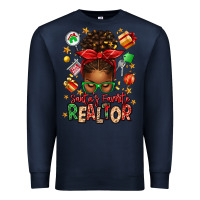 Navy santas favorite realtor messy bun Premium Sweatshirt - texasbilliewilder