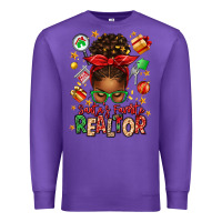 Purple santas favorite realtor messy bun Premium Sweatshirt - texasbilliewilder