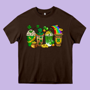 St. Patricks Day Coffee Drinks Heavy Core Tee Designed By Neo Western