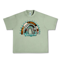 Oil Green blessed rainbow cowhide aztec Urban Heavy Tee - Jasminsmagicworld