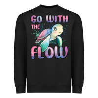 Black go with flow turtle Heavyweight Sweatshirt - MaliasSmallBusiness