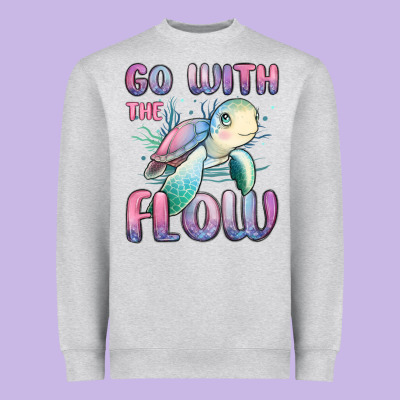 Go With Flow Turtle Heavyweight Sweatshirt Designed By Maliassmallbusiness