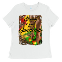 White steppin'  into juneteenth Ladies Tee - HRA Design Shop