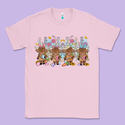 Easter Day Baby Highland Cow Classic Tee Designed By Maliassmallbusiness