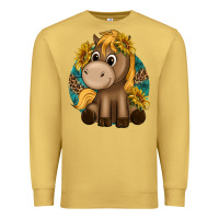 Antique Gold cute baby horse amd sunflowers Premium Sweatshirt - texasbilliewilder
