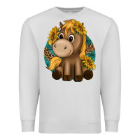 Dove Grey cute baby horse amd sunflowers Premium Sweatshirt - texasbilliewilder