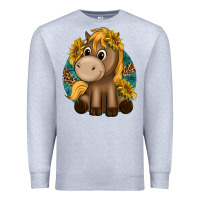 Heather Grey cute baby horse amd sunflowers Premium Sweatshirt - texasbilliewilder