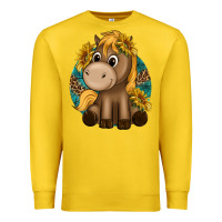 Lemon cute baby horse amd sunflowers Premium Sweatshirt - texasbilliewilder