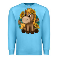 Ocean Blue cute baby horse amd sunflowers Premium Sweatshirt - texasbilliewilder