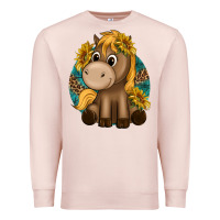 Pale Pink cute baby horse amd sunflowers Premium Sweatshirt - texasbilliewilder