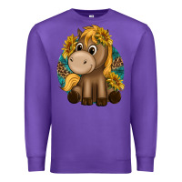 Purple cute baby horse amd sunflowers Premium Sweatshirt - texasbilliewilder