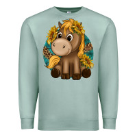 Seafoam cute baby horse amd sunflowers Premium Sweatshirt - texasbilliewilder