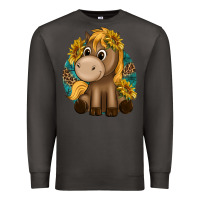 Smoke cute baby horse amd sunflowers Premium Sweatshirt - texasbilliewilder