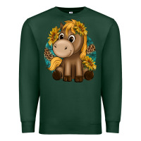 Sports Green cute baby horse amd sunflowers Premium Sweatshirt - texasbilliewilder
