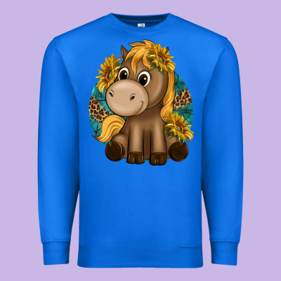 Cute Baby Horse Amd Sunflowers Premium Sweatshirt Designed By Texasbilliewilder