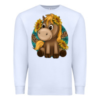 White cute baby horse amd sunflowers Premium Sweatshirt - texasbilliewilder