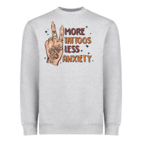 Heather Grey more tattoos less anxiety Heavyweight Sweatshirt - MaliasSmallBusiness