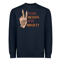 Navy more tattoos less anxiety Heavyweight Sweatshirt - MaliasSmallBusiness