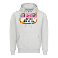 Dove Grey hello i am obsessed with my dog Zipper Hoodie - Artiststas