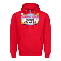 Red hello i am obsessed with my dog Zipper Hoodie - Artiststas