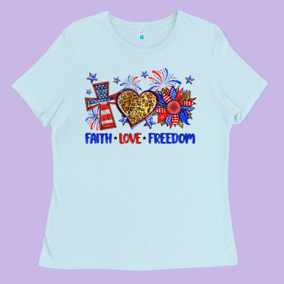 Faith Love Freedom Ladies Tee Designed By Neo Western