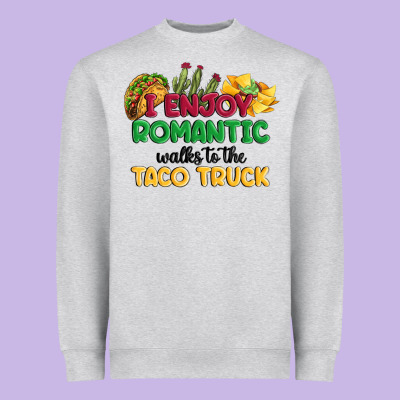 I Enjoy Romantic Walks To The Taco Truck Heavyweight Sweatshirt Designed By Maliassmallbusiness