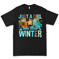 Black just a girl who loves winter Premium Tee - FaDigitalArtStudio