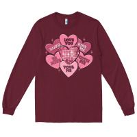 Burgundy valentines conversation hearts Long Sleeve Tee - MaliasSmallBusiness