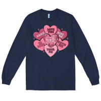 Navy valentines conversation hearts Long Sleeve Tee - MaliasSmallBusiness