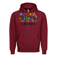 Burgundy neurodiversity is beautiful Zipper Hoodie - Artiststas