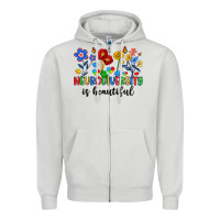 Dove Grey neurodiversity is beautiful Zipper Hoodie - Artiststas