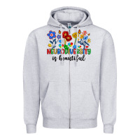 Heather Grey neurodiversity is beautiful Zipper Hoodie - Artiststas