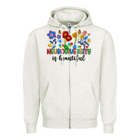 Oatmeal Heather neurodiversity is beautiful Zipper Hoodie - Artiststas