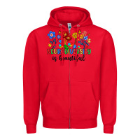 Red neurodiversity is beautiful Zipper Hoodie - Artiststas