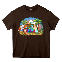 Chocolate Brown camp life beach Heavy Core Tee - BarkalooDesign