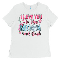 White i love you to the moon and back Ladies Tee - FaDigitalArtStudio