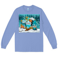 Colony Blue winter coffee cups with gnome Long Sleeve Tee - NancyCooperArtShop