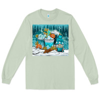 Matcha winter coffee cups with gnome Long Sleeve Tee - NancyCooperArtShop