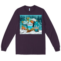 Plum winter coffee cups with gnome Long Sleeve Tee - NancyCooperArtShop