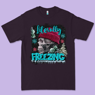 Literally Freezing Skull Premium Tee Designed By Fadigitalartstudio