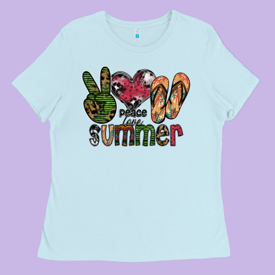 Peace Love Summer Ladies Tee Designed By Sublimationcraftshop
