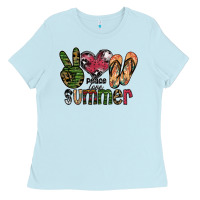 Baby Blue peace love summer Ladies Tee - SublimationCraftShop